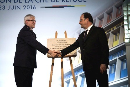 Le président François Hollande a inauguré la Cité de Refuge de l'Armée du Salut après sa restauration.