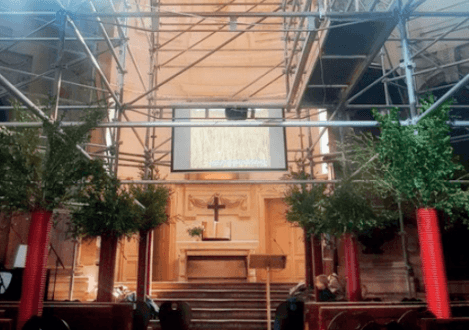 Temple du Marais : vivre avec des échafaudages