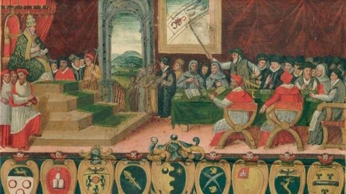 La commission de réforme calendaire devant le pape Grégoire XIII, Registre de Sienne.